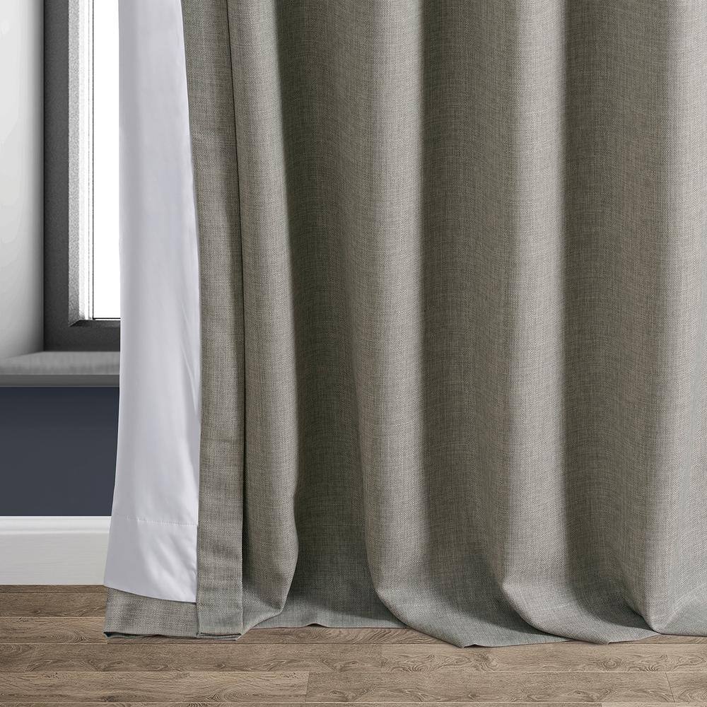 Slate Gray Faux Linen Blackout Curtain Panel 50" x 96"