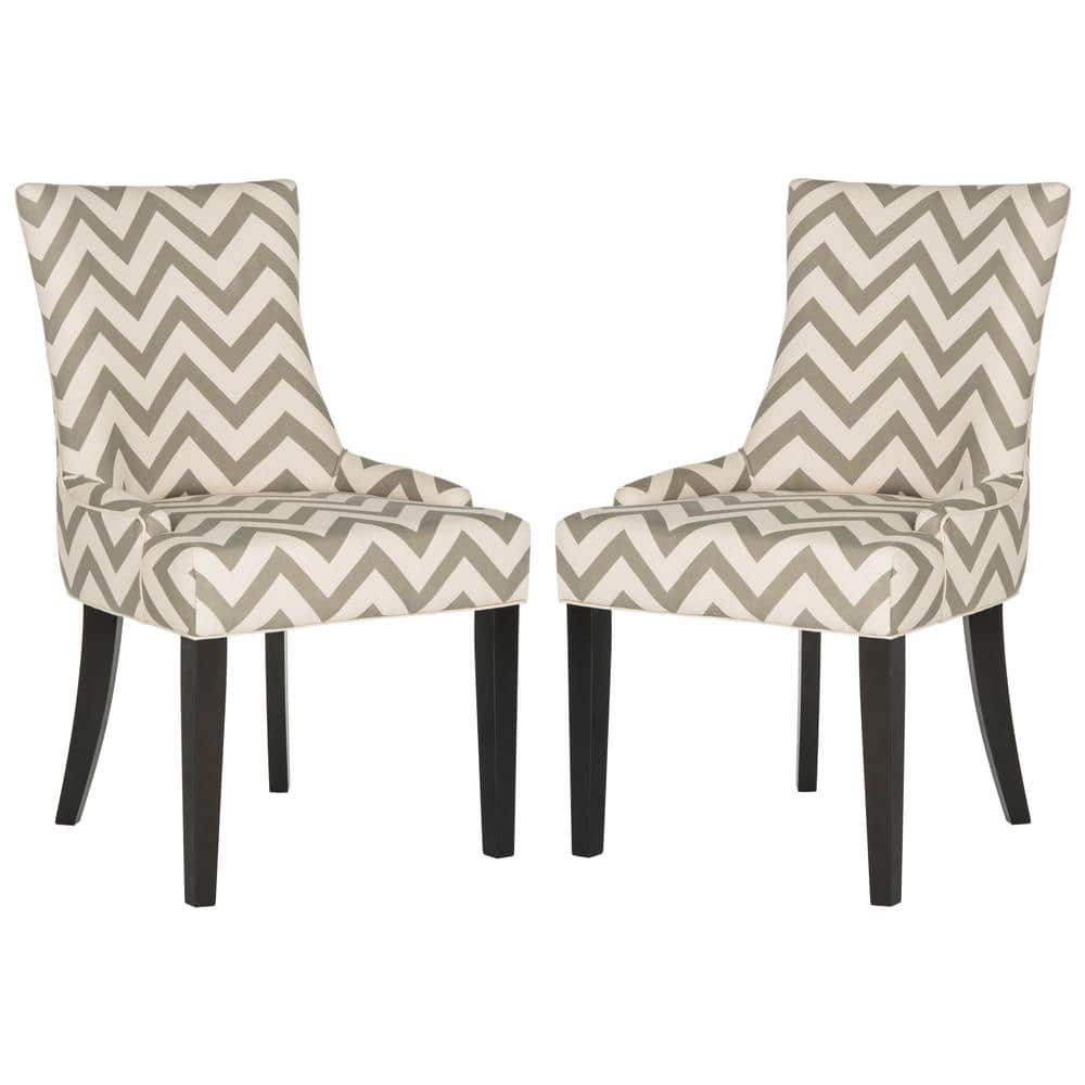 Chevron Dining Chair Set, Grey And White Striped Dining Chair