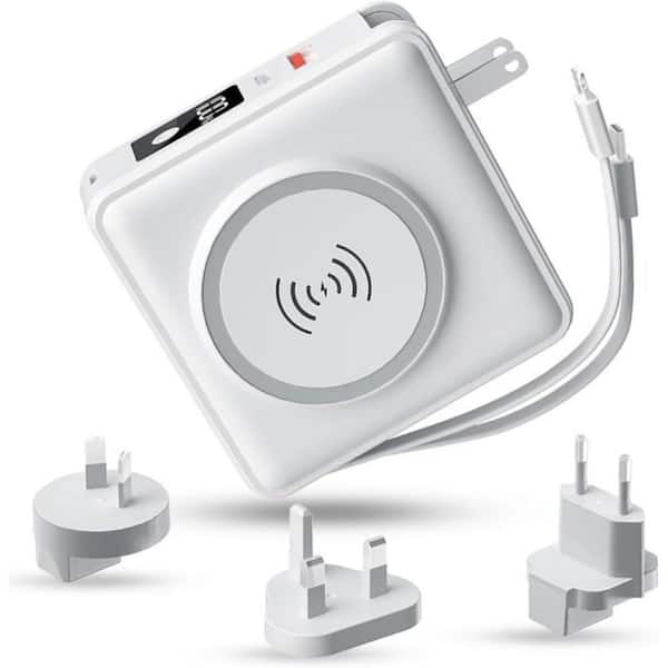 5-in-1 Portable Power Bank with Lightning in White