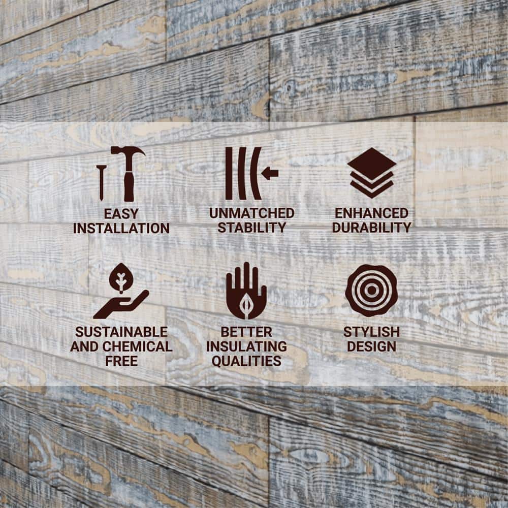 Camo Distressed Pine Barn Wood Wall Planks 4 ft 6-Pack