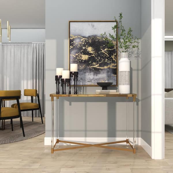 Litton Lane 44 in. Gold Extra Large Rectangle Metal Console Table
