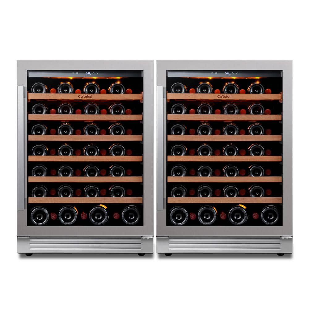 48 in. Dual Zone Cellar Cooling Unit 108-Bottles Built- in Wine Cooler Side-by-Side Refrigerator Mini Fridge in Black price history on PriceWatchPro