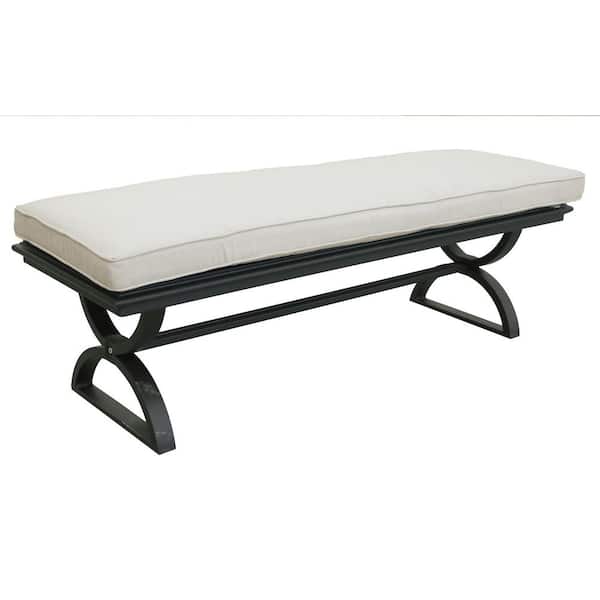 Mondawe 16 in. H x 19 in. W x 58 in. D Retro Aluminum Dining Bench with Desert Sand Cushion