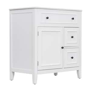 30 in. W Single Sink Freestanding Bath in White Vanity with White Ceramic Sink Top