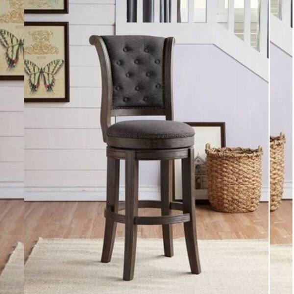 ACME Furniture Glison Charcoal Fabric and Walnut Fabric Side Chair Set of 2 with Solid Wood