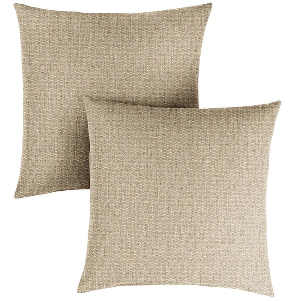 SORRA HOME Sunbrella Canvas Fawn Square Indoor/Outdoor Throw Pillow (2-Pack)