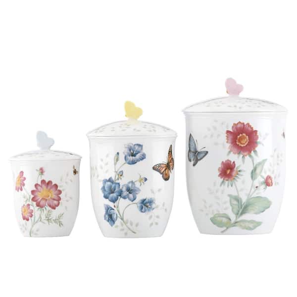Lenox Butterfly Meadow 3 -Piece Porcelain Canister Set