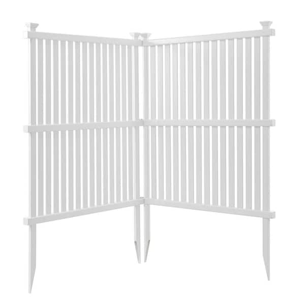2-Panel Outdoor White Air Conditioner Fence Screen, Vinyl Privacy Fence