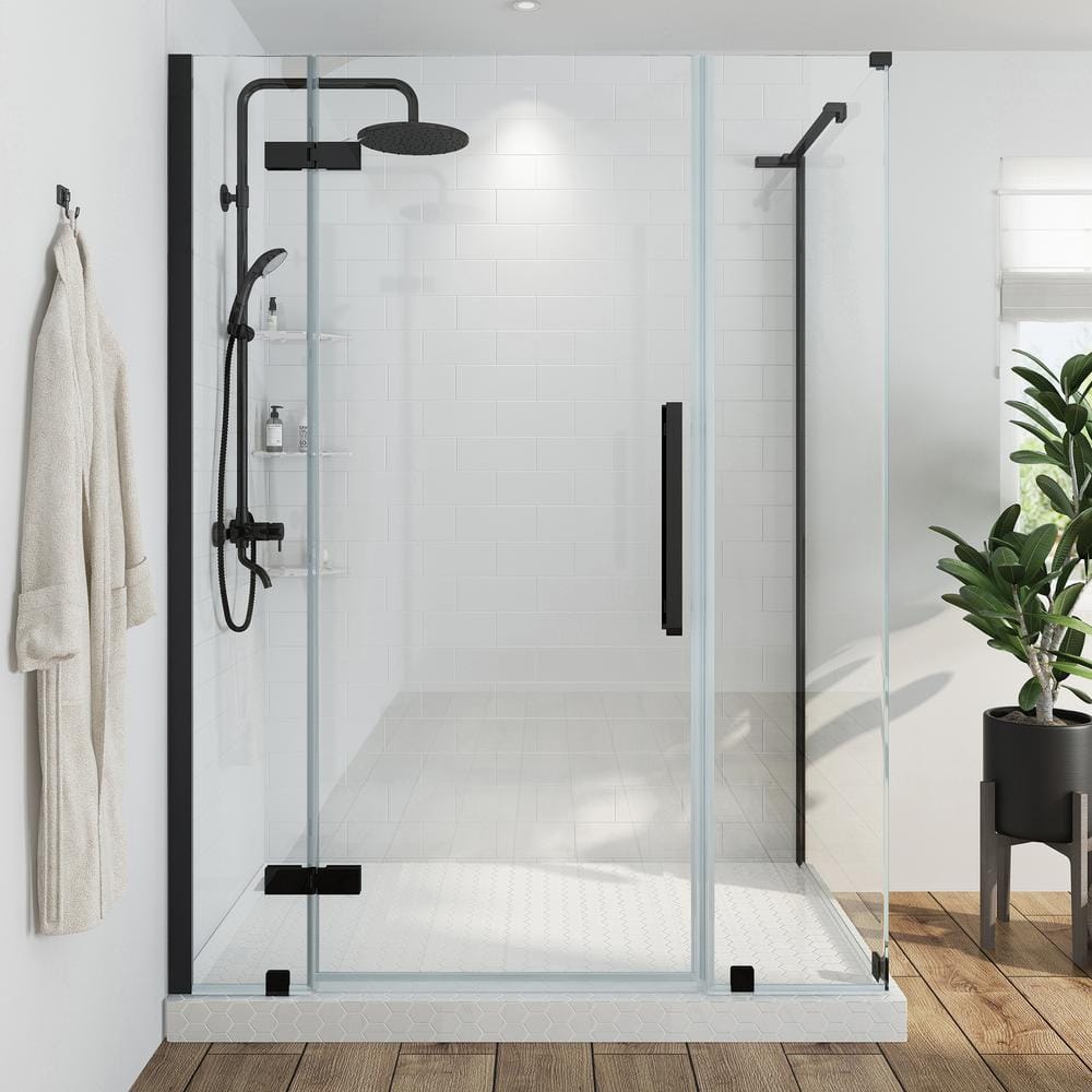 Tampa Black Frameless Corner Shower Enclosure with Shelves