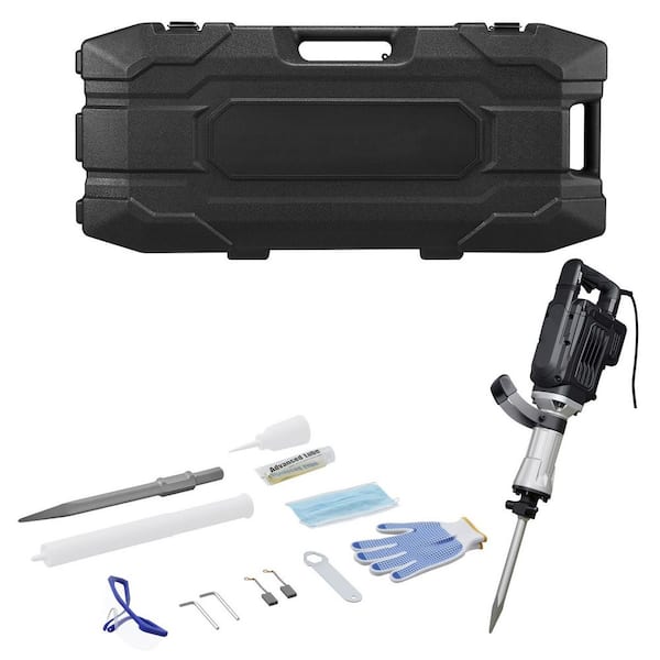 Electric Demolition Jack Hammer 3000W, 1700 BPM, 26.46 in. x 9.33 in. Concrete Breaker with Point Chisel,Case and Gloves