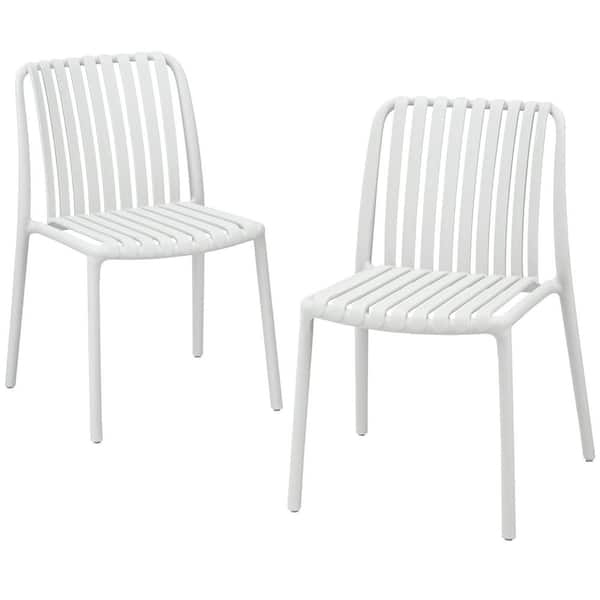 Werph Color Your Life Resin Stackable Outdoor Dining Chair in White (Set of 2)