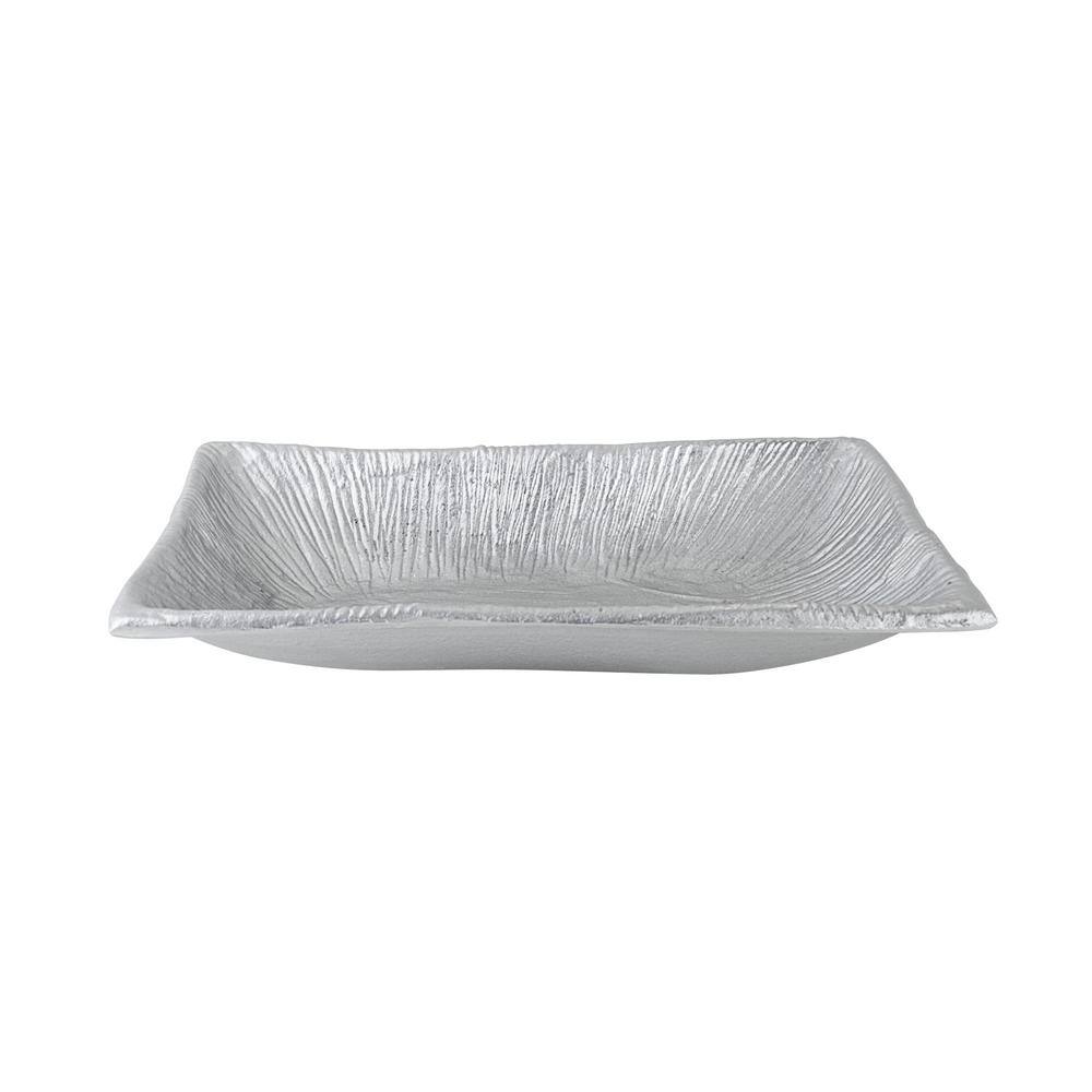 Nickel Finish Rectangular Cast Aluminum Serving Tray