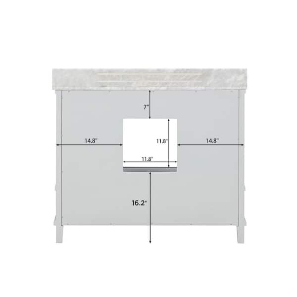 Merryfield 43 in. Single Sink Dove Grey Bath Vanity with White Carrara Marble Top (Assembled)