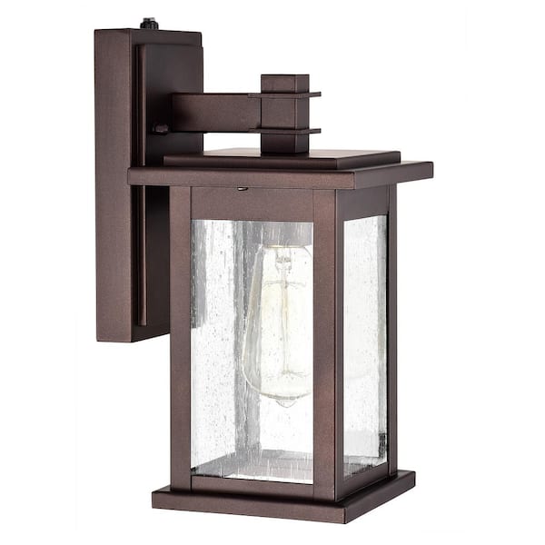 Jushua 1-Light Oil Rubbed Bronze Outdoor Wall Lantern Sconce with Dusk to Dawn Sensor