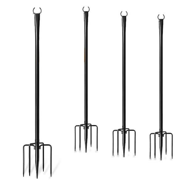 Adjustable Outdoor String Light Poles Thickened Metal Hanging Post with Fork for Patio Garden Yard Decor 4-Pack
