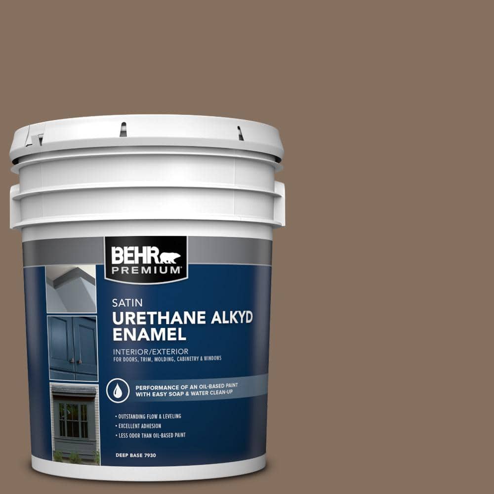 BEHR PREMIUM 5 gal. N2306 Whiskey Barrel Urethane Alkyd Satin Enamel