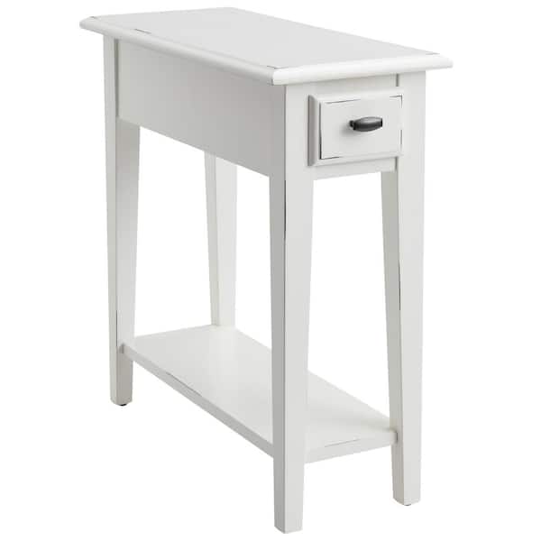 Leick Home Haven Ridge Narrow End 10 in. Farmhouse White Rectangle Wood ...