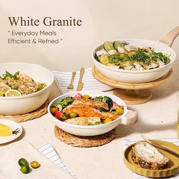 Numhew 21-Piece Cream White Die-Cast Aluminum Nonstick Cookware