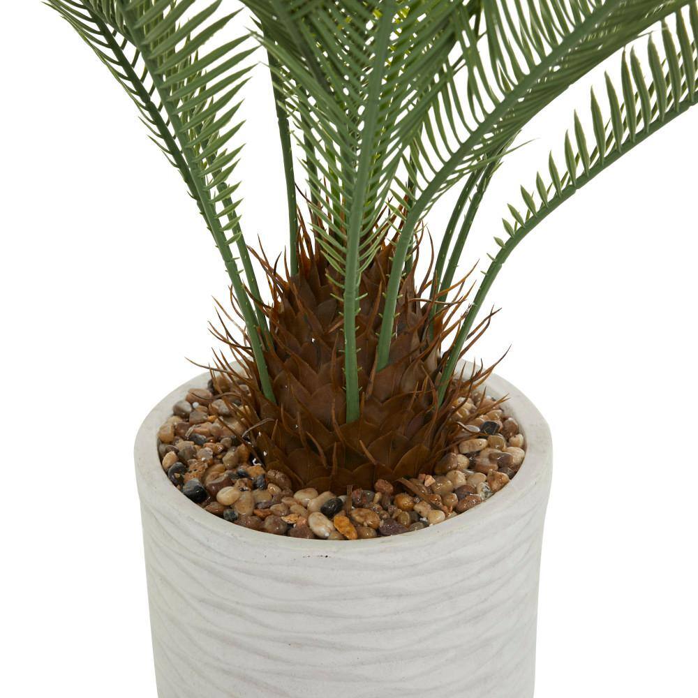 Elegant 43" White Potted Faux Palm Floor Plant with Lights