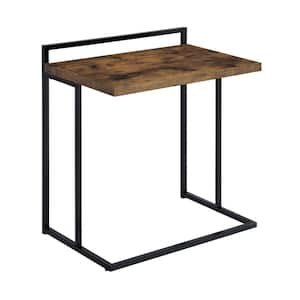 23.5 in. Brown and Black Rectangle Wood End Table with Matte Base