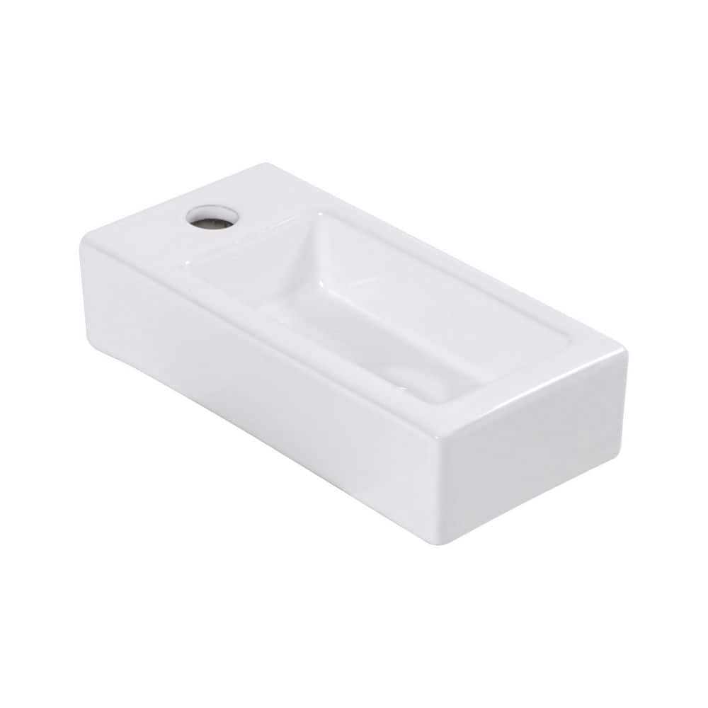 14.57 in. Vessel Bathroom Sink 7.28 in White Ceramic with Single Faucet Hole and Mounting Hardware price history on PriceWatchPro