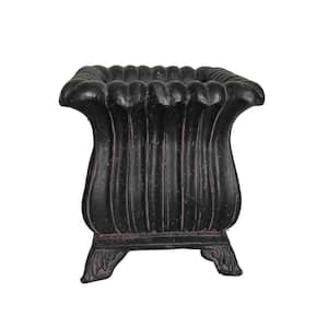 15-1/4 in. Square Aged Charcoal Cast Stone Fiberglass Footed Pot