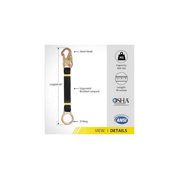 KIWDZFU 18 D-Ring Extender Fall Protection Lanyard System with