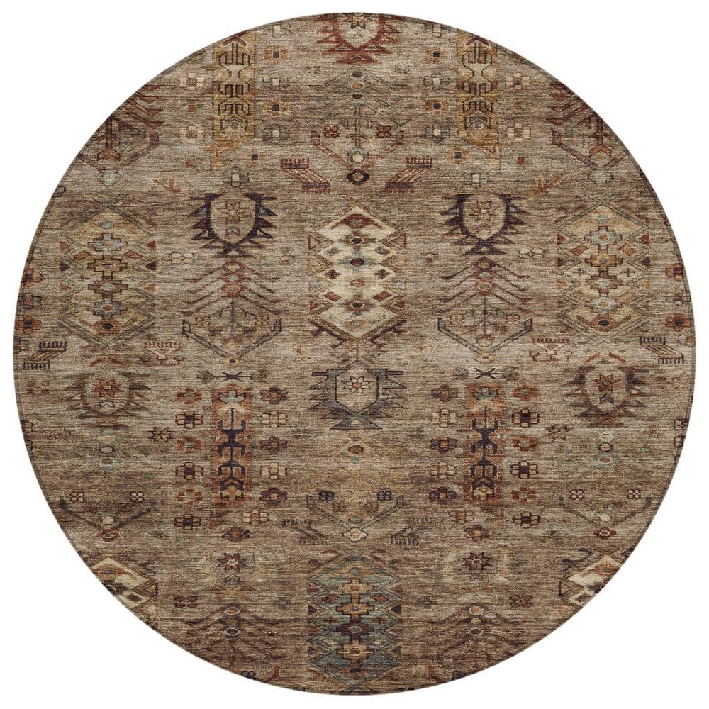 Chantille Machine Washable Indoor/Outdoor Abstract ACN2047 Brown 8 ft. x 8 ft. Area Rug price history on PriceWatchPro