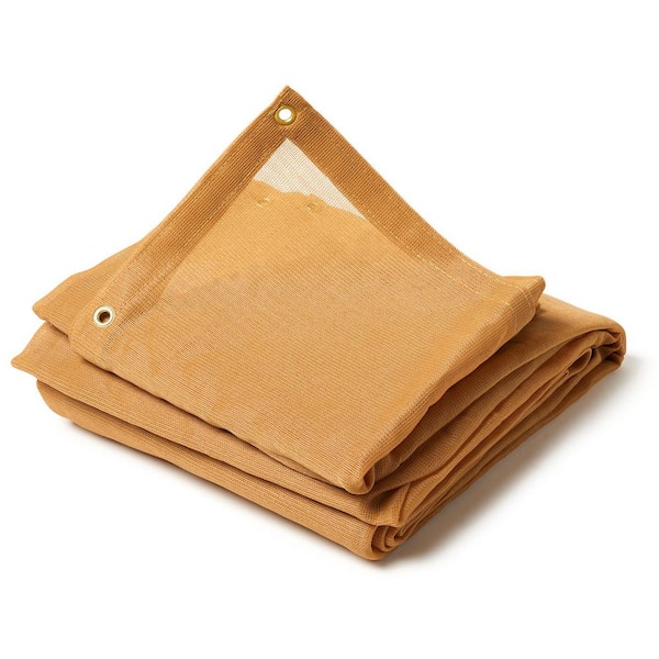 6 ft. x 20 ft. Tan 18 Mil 18 oz. Heavy Duty Mesh Tarp, 75% Shade Cloth with Brass Grommets and Reinforced Edges