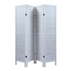 4-Panel Wood Room Divider Louver Partition Screen, 5.6 ft. Tall Folding Privacy Screen for Home Office, Bedroom