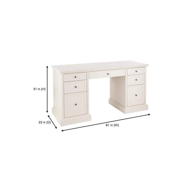 Royce 61 in. Rectangular Polar Off-White Executive Desk - Thumbnail 4