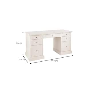 Royce 61 in. Rectangular Polar Off-White Executive Desk