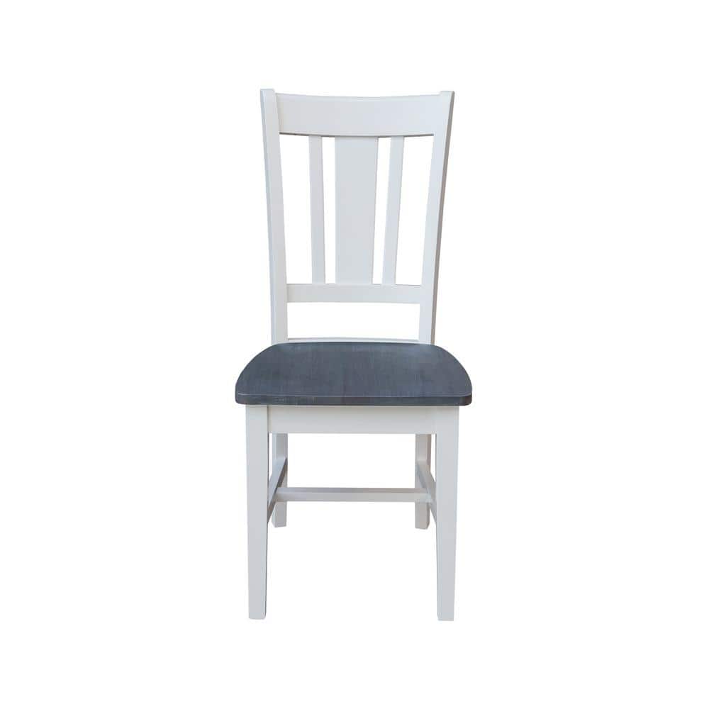 Elegant White Rubberwood Slat-Back Dining Chairs, Set of 2