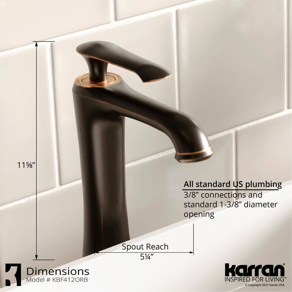 Woodburn Oil Rubbed Bronze Vessel Bathroom Faucet with Pop-Up Drain