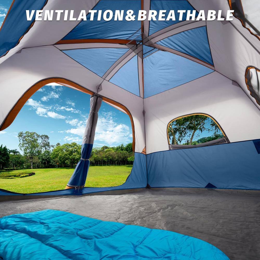 Deep Blue 8-Person Dome Camping Tent with 2 Doors