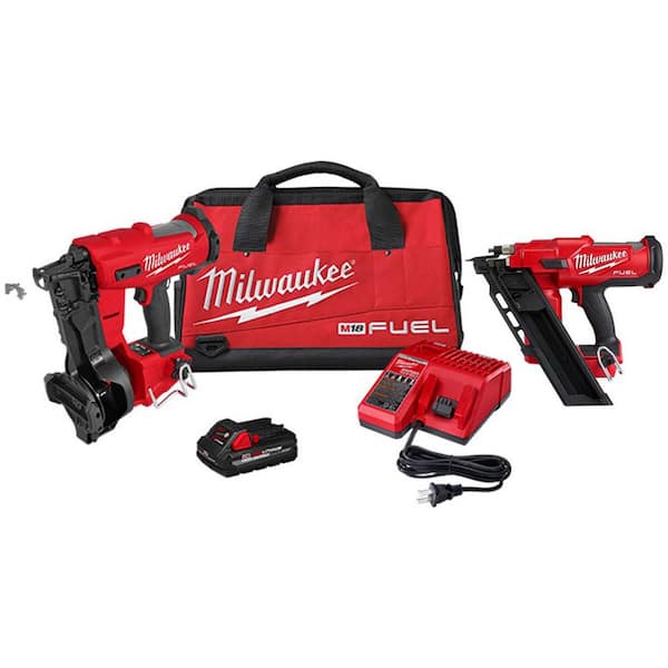 M18 FUEL 18-Volt Lithium-Ion Brushless Cordless Coil Roofing Nailer Kit w/ (1) 3.0 Ah Battery & 30-Degree Framing Nailer