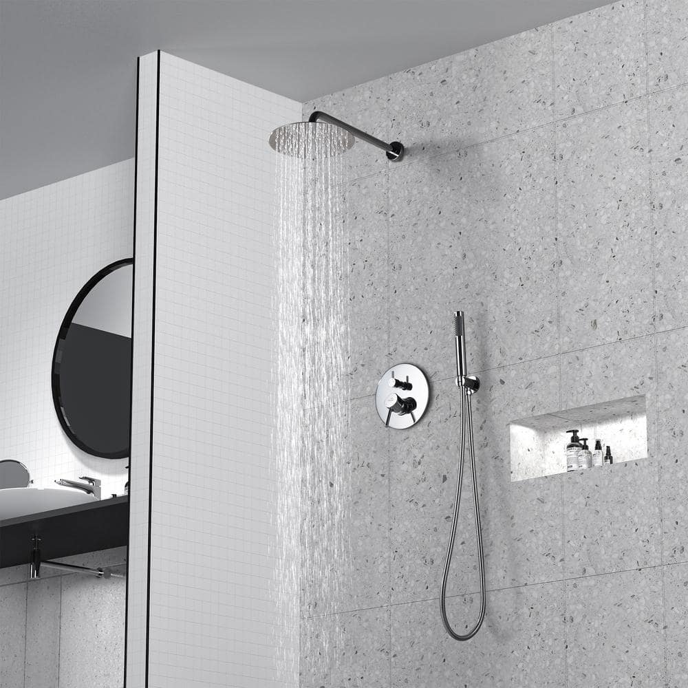 Chrome Dual Shower Head System with Handheld and Rain Shower