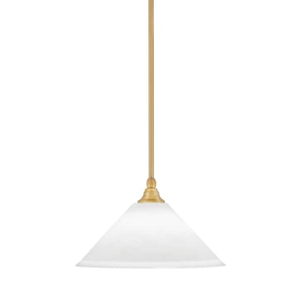 Unbranded Sparta 100-Watt 1-Light New Age Brass Shaded Pendant Light Mini Pendant with White Muslin Glass and No Blulb Included