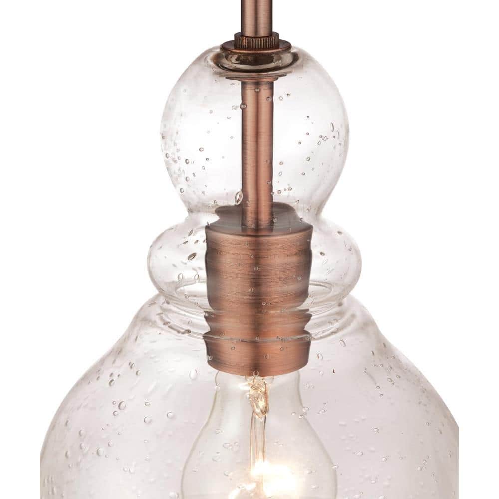 Mini Brushed Nickel and Copper Glass Pendant Light