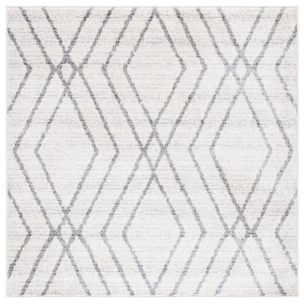 Adirondack Ivory/Gray 6 ft. x 6 ft. Chevron Diamond Square Area Rug