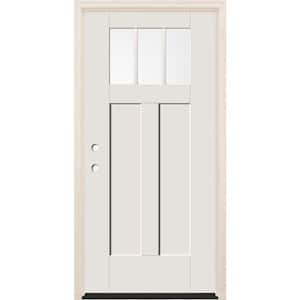 36 in. x 80 in. Right-Hand Clear Glass Unfinished Fiberglass Prehung Front Door with 4-9/16 in. Frame Bronze Hinges