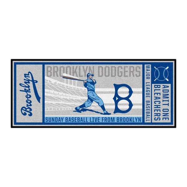 FANMATS Brooklyn Dodgers Gray 2 ft. 6 in. x 6 ft. Ticket Runner Area Rug