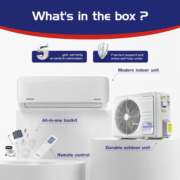 Pioneer 9,000 BTU 3/4 Ton SEER2 Ductless Mini Split Air Conditioner  Heat Pump Variable Speed DC Inverter+ System 110/120V WYS009AMFI20RL-16