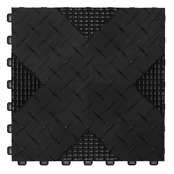 Hybrid x Black Vented Diamond 17 in. W x 17 in. L x .65 in. T Garage Tiles (25 Tiles/50 sq. ft.)