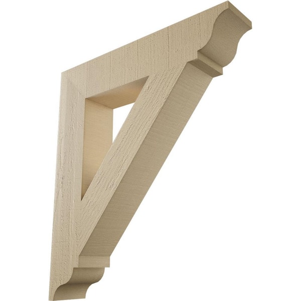 Ekena Millwork 5.5 in. x 32 in. x 28 in. Traditional Traditional Rough Cedar Woodgrain Timberthane Polyurethane Bracket, Primed Tan
