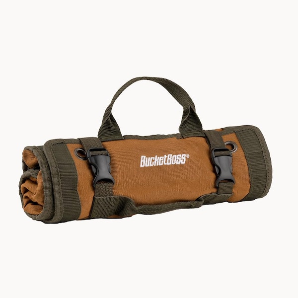 26 in. 6 Zippered Pockets Super Roll Tool Bag in Brown