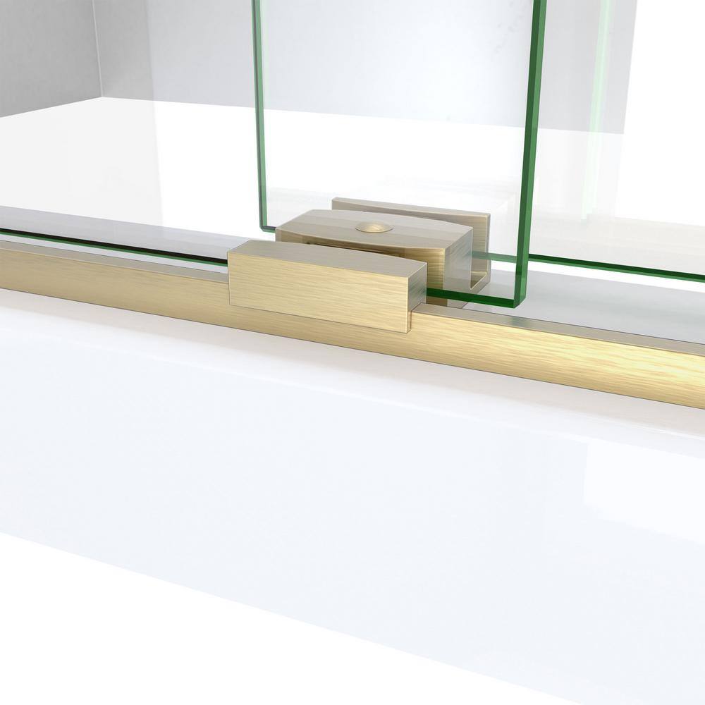 Sapphire-V 54" Brushed Gold Clear Glass Sliding Shower Door