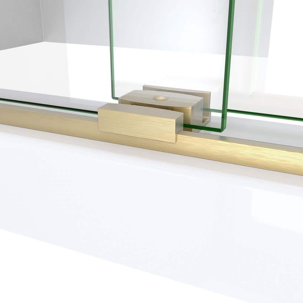 Sapphire-V Brushed Gold Clear Glass Sliding Tub Door