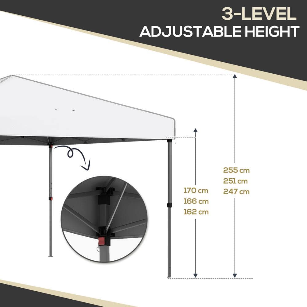 White Steel Pop-Up Canopy Tent with Sidewalls and Mesh Windows