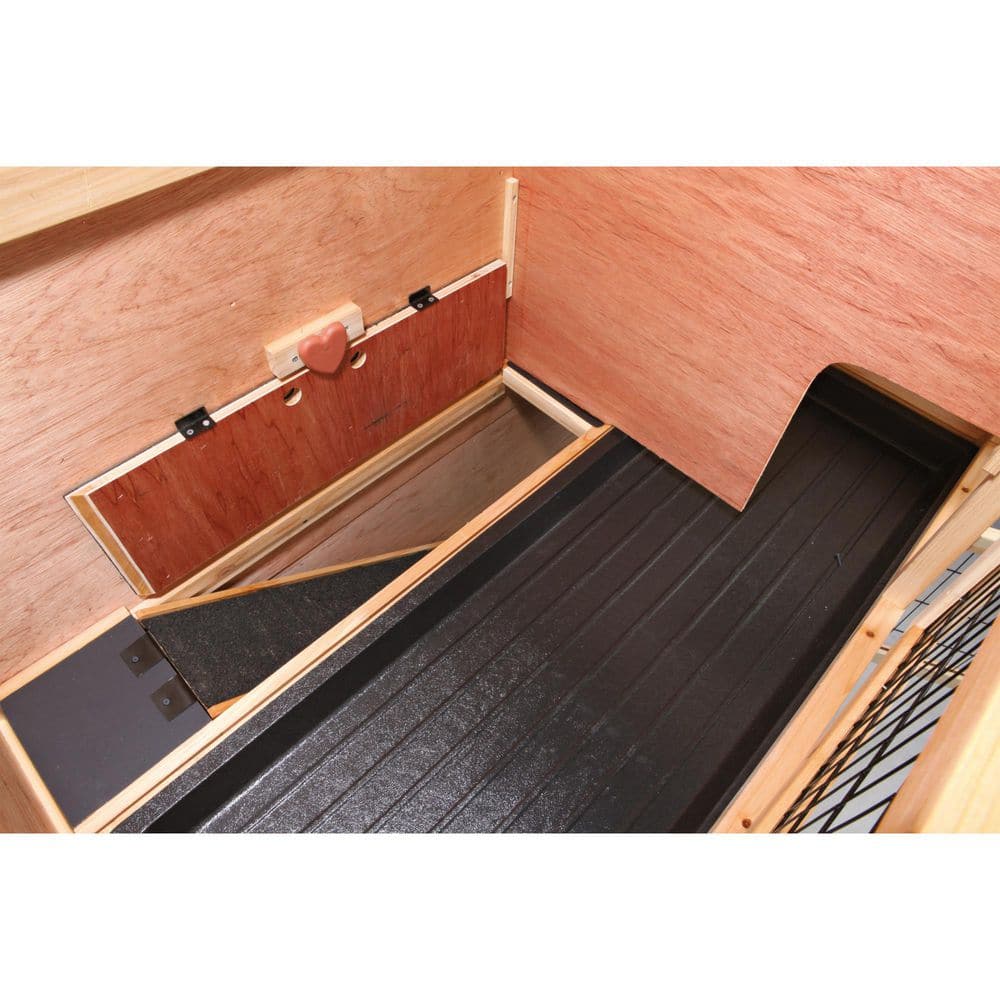 Natural Wooden 2-Story Guinea Pig and Rabbit Hutch with Ramp